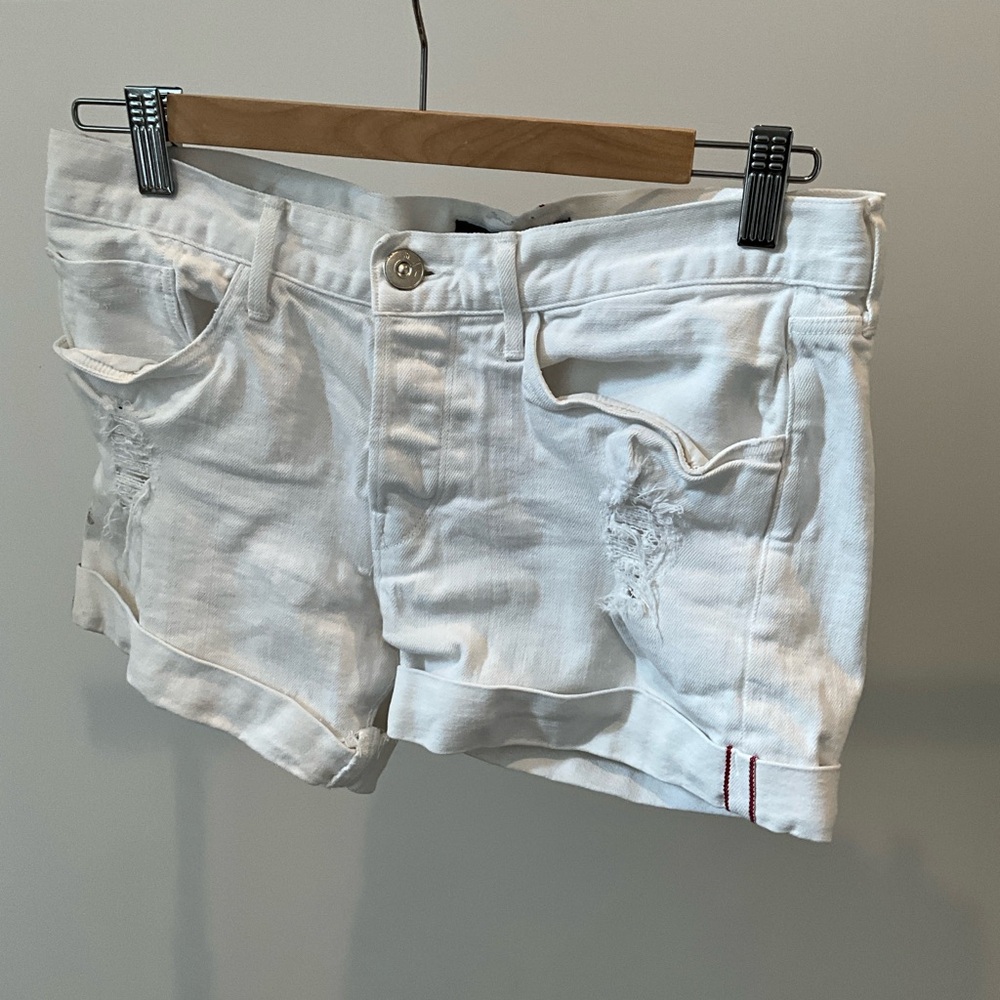 3x1 White Jean Shorts Distressed Cuffed